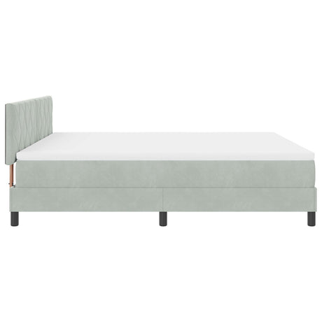Box Spring Bed With Mattress & Led Light Grey 180X200 Cm Velvet