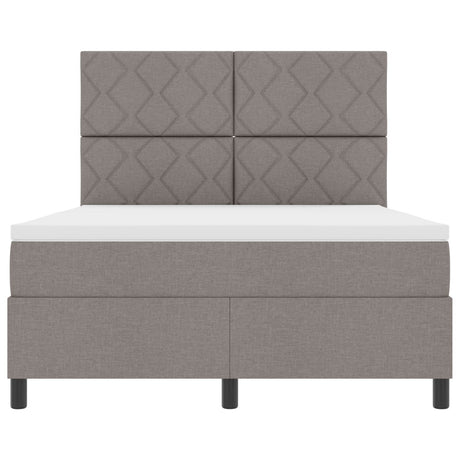 Box Spring Bed With Mattress & Led Taupe 160X200 Cm Fabric