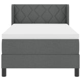 Box Spring Bed With Mattress Dark Grey 90X190 Cm Fabric,  Headboard Diamond Blocks Design Dark Grey 90 Cm Fabric