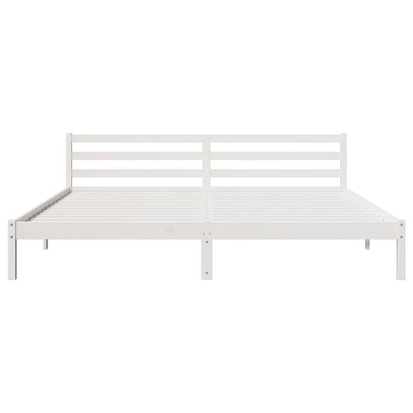 Bed Frame With Headboard White 200X220 Cm Solid Wood Pine