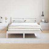 Bed Frame With Headboard White 140X220 Cm Solid Wood Pine