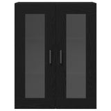 Wall-Mounted Cabinet With Glass Doors Black Oak 69.5X34X90 Cm