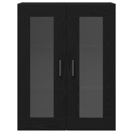 Wall-Mounted Cabinet With Glass Doors Black Oak 69.5X34X90 Cm