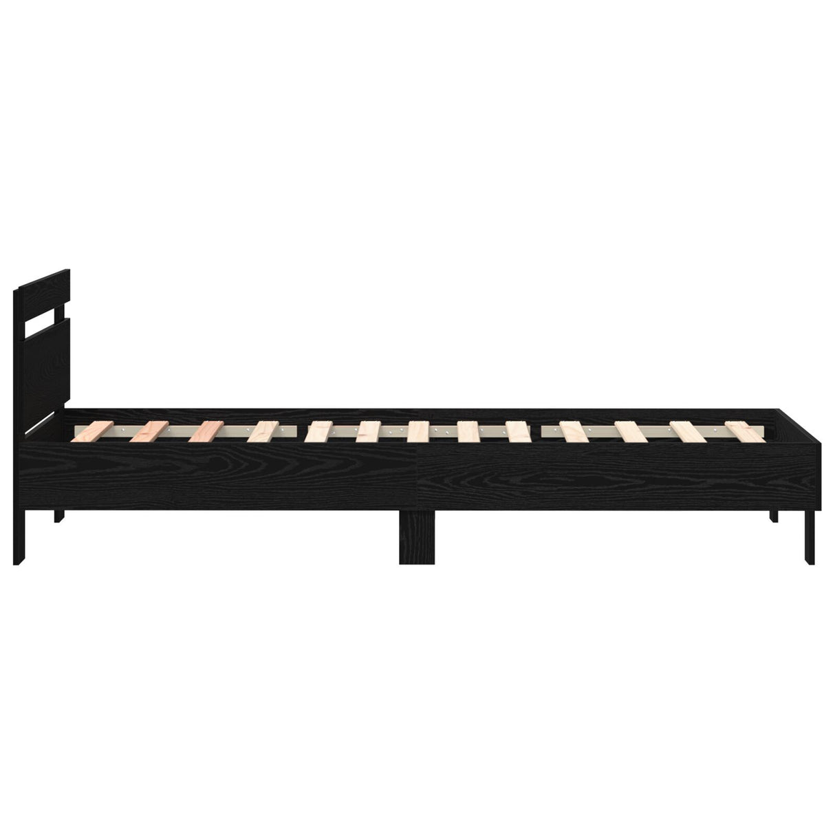 Bed Frame With Led Lights Black Oak 75X190 Cm Engineered Wood