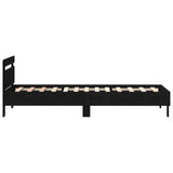 Bed Frame With Led Lights Black Oak 75X190 Cm Engineered Wood