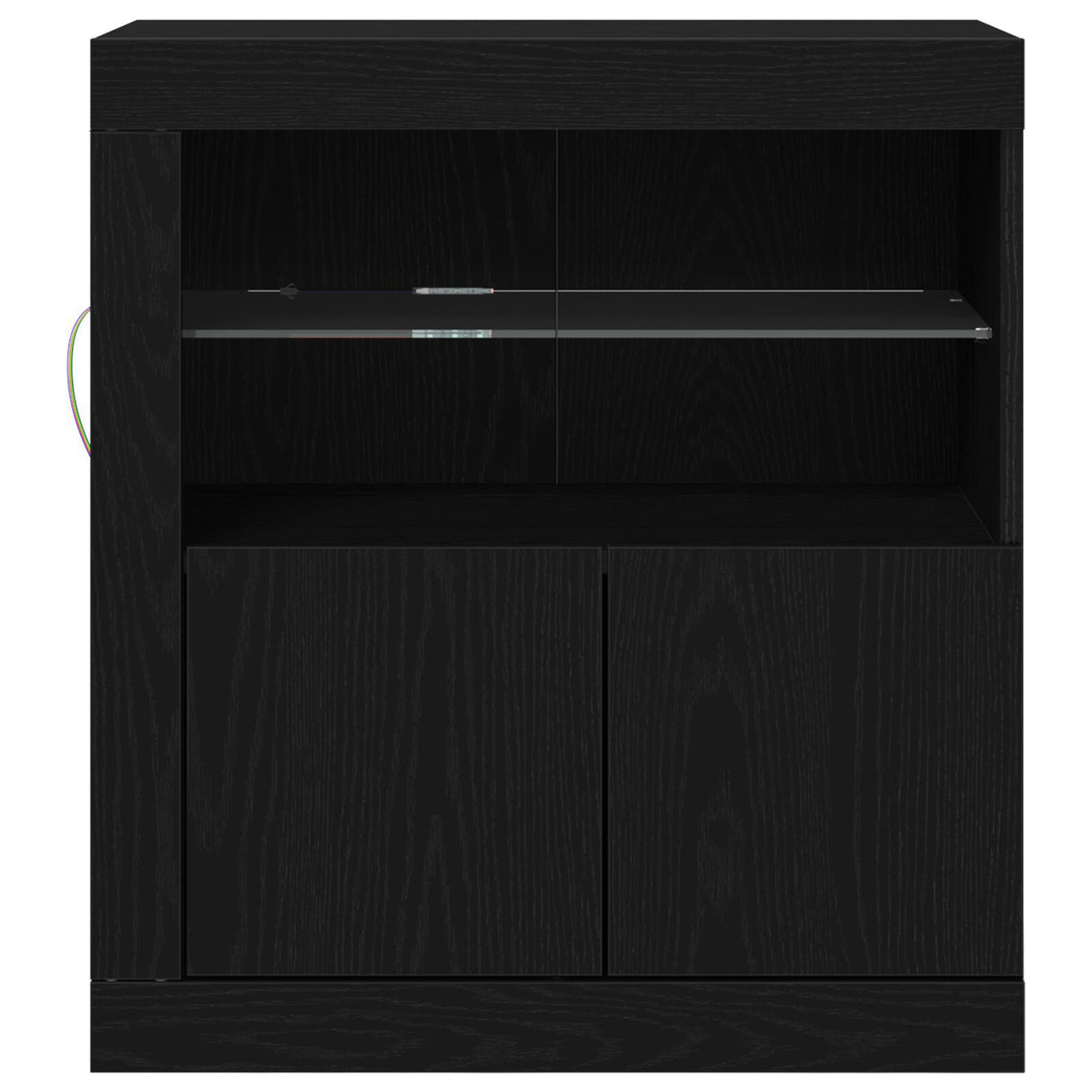 Sideboard With Led Lights Black Oak 60,5X37X67 Cm
