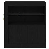 Sideboard With Led Lights Black Oak 60,5X37X67 Cm