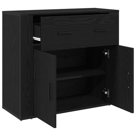 Sideboard Black Oak 80X33X70 Cm Engineered Wood