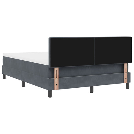 Box Spring Bed With Mattress & Led Dark Grey 160X200 Cm Velvet