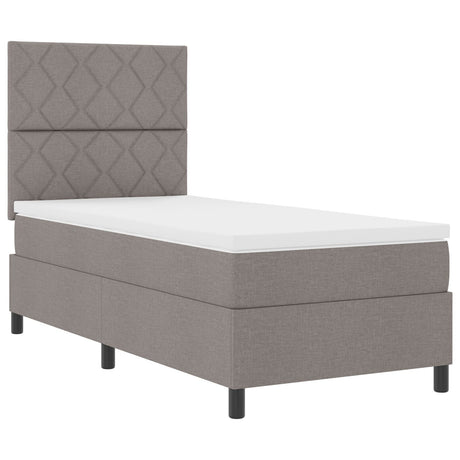 Box Spring Bed With Mattress & Led Taupe 100X200 Cm Fabric