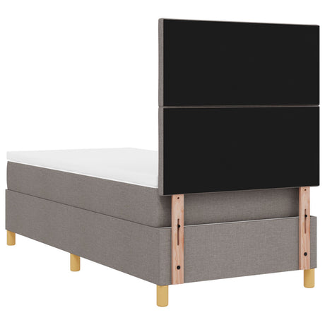 Box Spring Bed With Mattress & Led Taupe 100X200 Cm Fabric