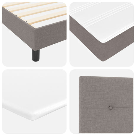 Box Spring Bed With Mattress & Led Taupe 120X190 Cm Fabric