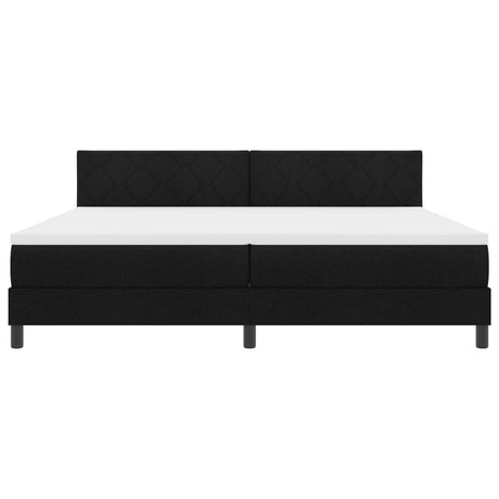 Box Spring Bed With Mattress & Led Black 200X200 Cm Fabric