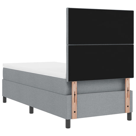 Box Spring Bed With Mattress & Led Light Grey 100X200 Cm Fabric
