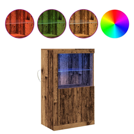 Sideboard With Led Lights Old Wood 60,5X37X100 Cm
