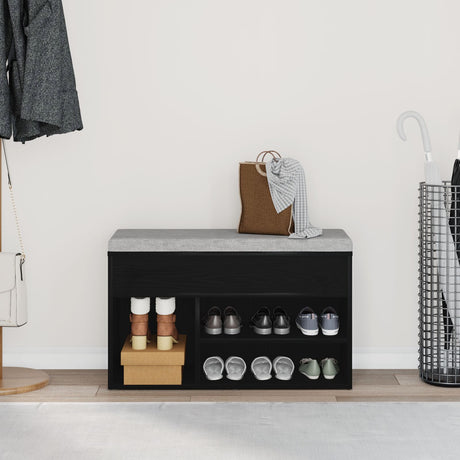 Hall Bench Black Oak 60X30X45 Cm Engineered Wood