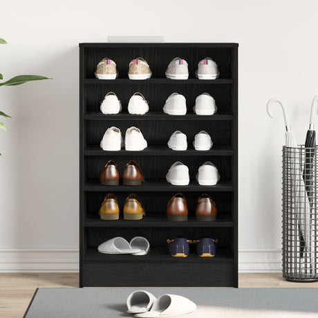 Shoe Cabinet In Black Oak, 60X35X92 Cm, Made Of Engineered Wood