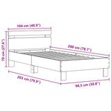 Bed Frame With Led Lights Black Oak 100X200 Cm Engineered Wood