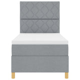 Box Spring Bed With Mattress & Led Light Grey 90X190 Cm Fabric