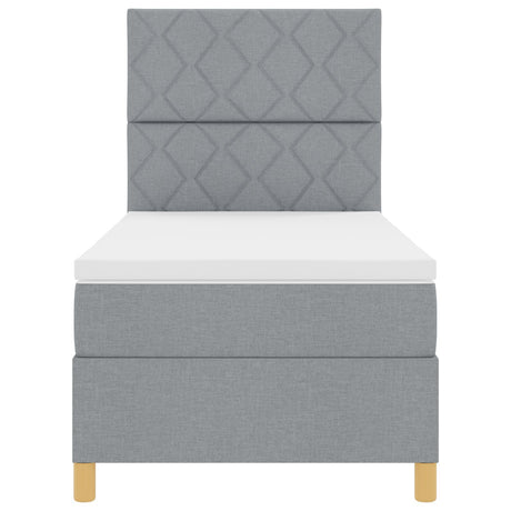 Box Spring Bed With Mattress & Led Light Grey 90X190 Cm Fabric