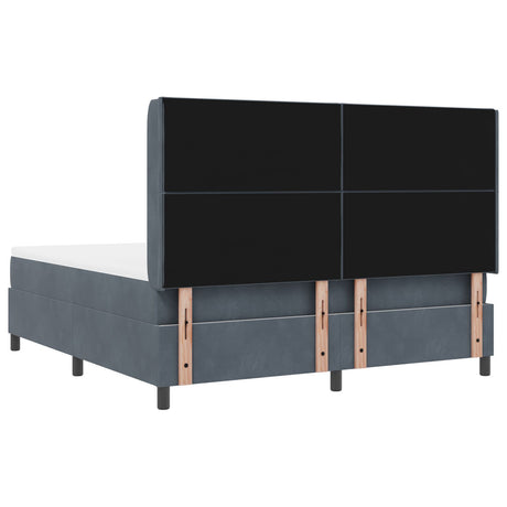 Box Spring Bed With Mattress Dark Grey 180X200 Cm Velvet