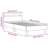 Bed Frame With Led Lights Artisan Oak 90X190 Cm Engineered Wood