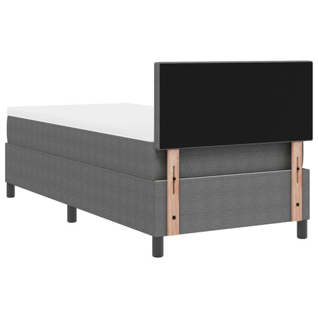 Box Spring Bed With Mattress & Led Light Grey 90X200 Cm Corduroy Fabric