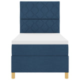 Box Spring Bed With Mattress & Led Blue 90X200 Cm Fabric