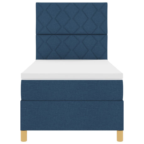 Box Spring Bed With Mattress & Led Blue 90X200 Cm Fabric