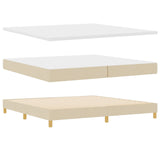 Box Spring Bed With Mattress Cream 200X200 Cm Fabric,  Headboard Diamond Blocks Design Cream 200 Cm Fabric