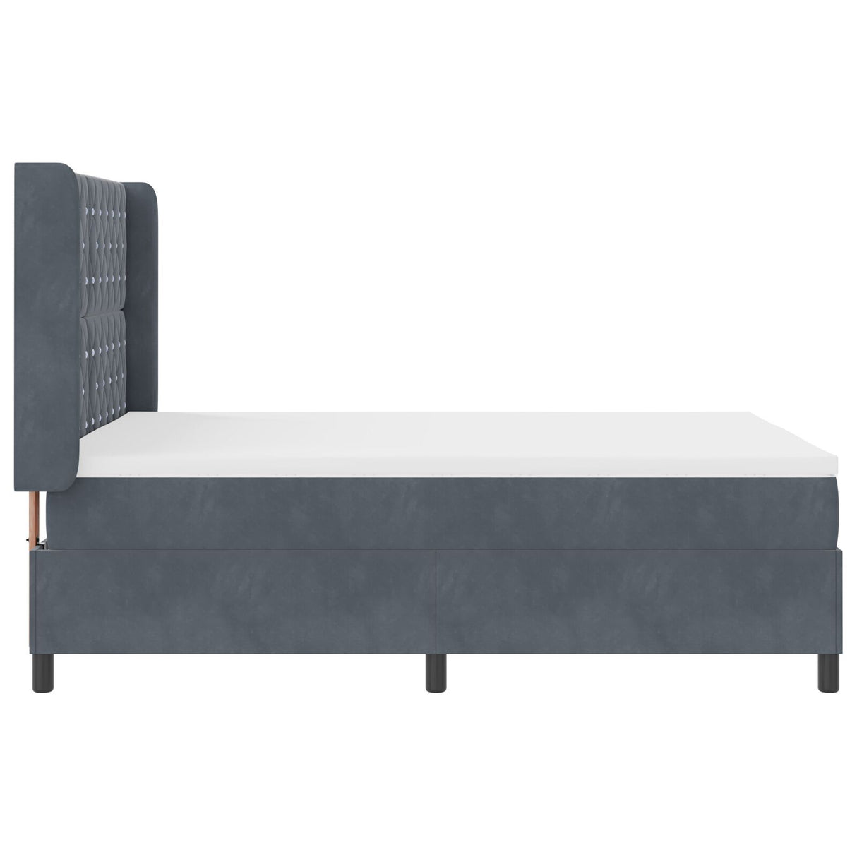 Box Spring Bed With Mattress & Led Dark Grey 140X190 Cm Velvet