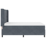 Box Spring Bed With Mattress & Led Dark Grey 140X190 Cm Velvet
