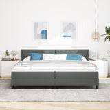 Box Spring Bed With Mattress Dark Grey 200X200 Cm Fabric,  Headboard Diamond Blocks Design Dark Grey 200 Cm Fabric