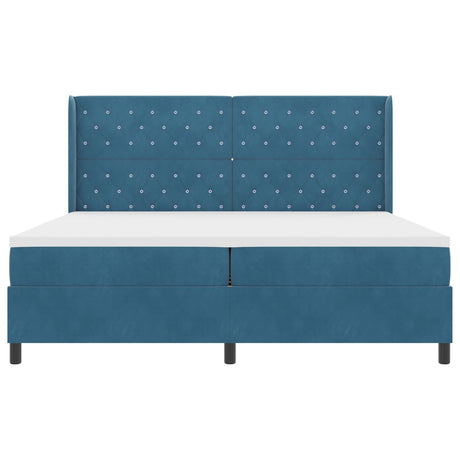 Box Spring Bed With Mattress Dark Blue 200X200 Cm Velvet