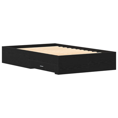 Bed Frame With Drawers Black Oak 120X200 Cm Engineered Wood