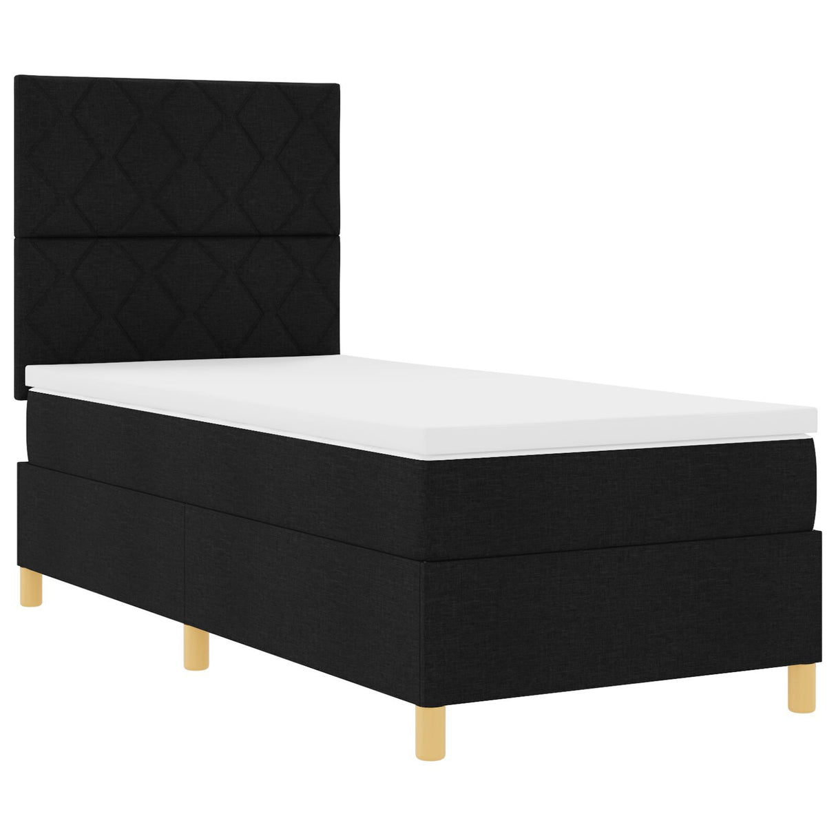 Box Spring Bed With Mattress & Led Black 90X200 Cm Fabric