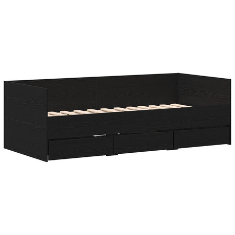 Daybed Black Oak Engineered Wood 90 X 200 Cm Durable Daybed