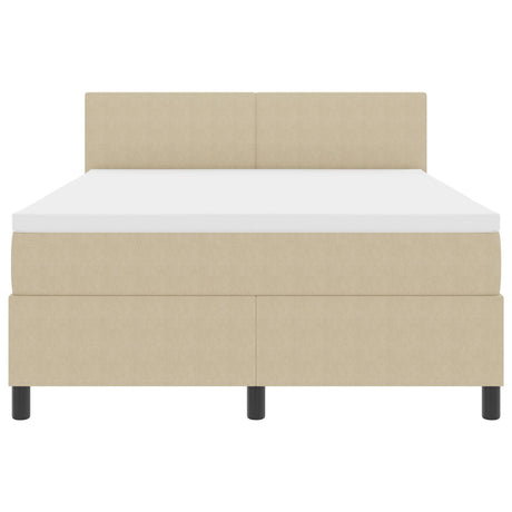 Box Spring Bed With Mattress & Led Light Green Grey 140X200 Cm Corduroy Fabric