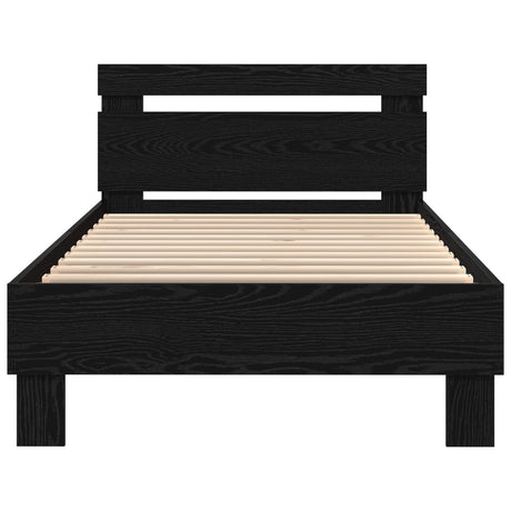 Bed Frame With Led Lights Black Oak 90X190 Cm Engineered Wood