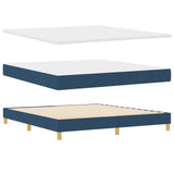 Box Spring Bed With Mattress Blue 180X200 Cm Fabric,  Headboard Button Tufted Blue 180 Cm Fabric