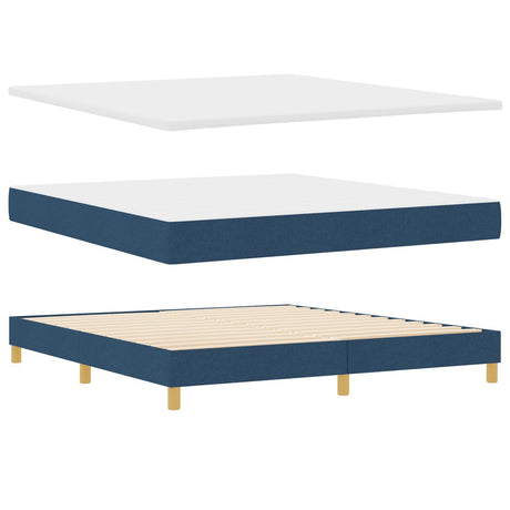 Box Spring Bed With Mattress Blue 180X200 Cm Fabric,  Headboard Button Tufted Blue 180 Cm Fabric