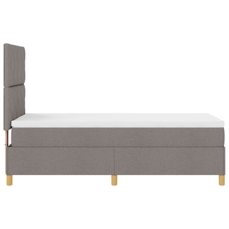 Box Spring Bed With Mattress & Led Taupe 100X200 Cm Fabric
