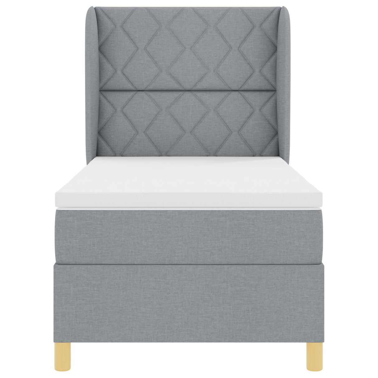 Box Spring Bed With Mattress - Light Grey - 90X200 Cm Fabric
