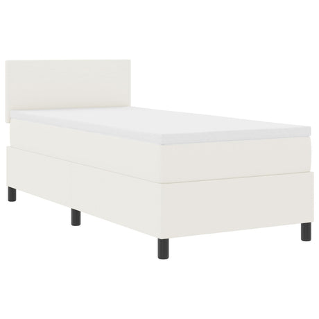 Box Spring Bed With Mattress Cream 80X200 Cm Corduroy Fabric