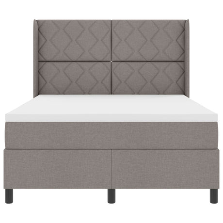 Box Spring Bed With Mattress & Led Taupe 160X200 Cm Fabric