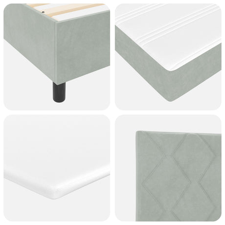Box Spring Bed With Mattress & Led Light Grey 90X190 Cm Velvet