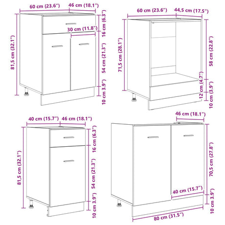 8 Piece Kitchen Cabinet Set Grey Sonoma Engineered Wood