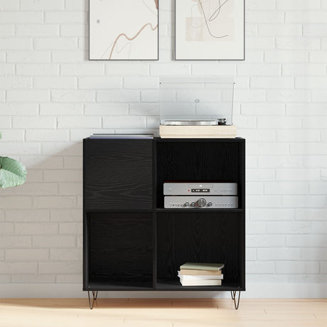 Record Cabinet Black Oak 84.5X38X90 Cm Engineered Wood