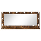 Vanity Mirror With Led Lights Smoked Oak 100X45X18 Cm
