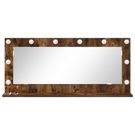 Vanity Mirror With Led Lights Smoked Oak 100X45X18 Cm